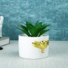 White Elephant Ceramic Planter With Artificial Plant