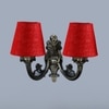 Devansh Metal Electric Wall Light in Antique Gold Colour with Maroon Shade Count of 2 Lights
