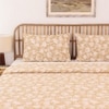 Genda Phool 1 Double Bed Sheet & 2 Pillow Covers + 1 Double Dohar with Beige colour