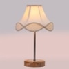 Devansh Off-White Cotton Vintage  Lamp With Natural  Wood Base  & Steel Pipe  (12X19.25)