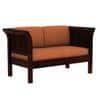 Haveli 2 Seater Wooden Sofa (Orange Colour, Walnut Finish)