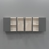 6 Door Mirror Glossy Triple Layered Uv Resistant Handless Cabinet In Grey Finish