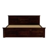 Stainfiled Solid Wood King Size Bed In Hydraulic Storage Bed In Walnut Finish
