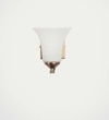 Andretti Single Light Bathroom Wall Fitting In Antique Brass Finish With White Glass