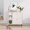 Hexa Red Engineered Wood Shoe Rack in Frosty White Colour