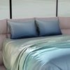 Stoa Paris Satin Bedsheets for Super King Size Bed with 2 Pillow Covers heets for Blue Green
