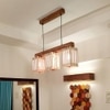 Elegant Brown Solid Wood Cluster Hanging Light