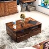 Zephyr Rectangular Solid Wood Coffee Table In Teak Finish