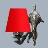 Devansh Metal Electric Wall Light in Antique Gold Colour with Red Shade Count of 1 Light
