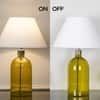 OLVIRA Modern Green Glass Table Lamp with Silver Metal Accent