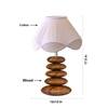 Devansh Off-White Vintage Cotton Table Lamp With Wood Pebble Lamp (12X12X16.5) Inches -C