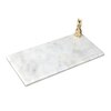 Marble Platter Rectangular With Gold Finish Metal Piece Attachment