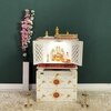 D'Dass Multi Color Mdf and Sheesham Wooden Temple With Cabinet For Pooja