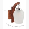 Devansh Solid Wood Electric Wall Light in Brown Colour with White Shade Count of 1 Light