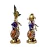 Desert Art Metal Handpainted Couple Musician Showpiece Set of 2