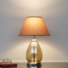 DECADE Smoke Luster Glass and Metal Table Lamp With Beige Cotton Shade