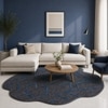 Modern Geometric Wool Silk Shaped Rug Charcoal Blue 8 x 10 Feet Handmade Carpet