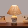 Devansh Conical Beige Jute Shade Lamp With Wood & Mosaic Glass Base For Decoration/Office/Home/Gifting/Study For Decoration/Office/Home/Gifting/Study -(10X10X14.5) Inches -A