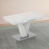 Caribu 6 To 8 Extendable Dining Table In White Marble Color With High Gloss Finish