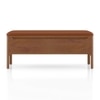 Zaha Solid Wood Upholstered Storage Bench In Amber walnut Finish with Nappa Tan Leatherette Colour