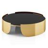 Belle Round Black Mirror And Metal Coffee Table In Gold Finish