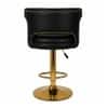 Doe Buck Verona Faux Leather Adjustable Bar Stool in Black Colour with Gold Base