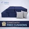 Sleep Spa Foldable Jute Fabric 2 Seater Double Foam Fold Out Sofa Cum Bed in Dark Blue Colour