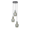 Alita 3-Light Smoke Lustere Glass And Black Metal Cluster Pendant