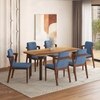 Dune Solid Oak Wood Dining Table With 6 Harper Solid Wood Dining Chair