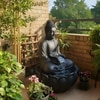 Black Fiber Glass Lotus Buddha Indoor Water Fountain