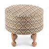 Louisville Acacia Wood Parisian Round Pouf Stool in Multicolour