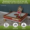 D'Dass White Mdf and Sheesham Wooden Pooja Chowki With Drawer