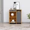 Hexa Red Multipurpose Storage Cabinet With 1 Drawer 1 Door in Giant Wood And Slate Grey Colour