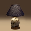 Devansh Conical Blue Jute Shade Lamp With Wood & Mosaic Glass Base For Decoration/Office/Home/Gifting/Study For Decoration/Office/Home/Gifting/Study -(10X10X14.5) Inches -A