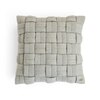 Basket Knit Light Grey Melange Cushion Cover  16X16 Inches