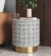 Ossein Marble Side Table in White and Gold