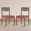 Kerry Solid Wood Dining Chair Set Of 2 In Teak Finish With Burnt Orange Fabric Colour