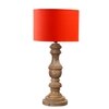 Devansh Orange Cotton Table Lamp With  Wood Natural Base (7X17.5 Inches)-5