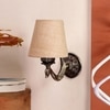 Devansh Metal Electric Wall Light in Antique Gold Colour with Beige Shade Count of 1 Light