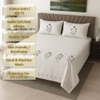 Plain Pastle Grey 350 TC Embroidery StiTChed Cotton Satin Flat Super King Bed Size Bedsheet With 2 Pilllow Covers  Threads