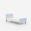 Minimalist Kids Single Bed in White and Light Blue Stripes