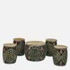 Ethnic Handcrafted Painted Metal Coffee Table with 4 Stools in Multicolour Finish Set of 5