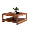 Turin Sheesham Wood Contemporary Square Coffee Table In Natural Teak Finish