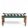 Oakville Sheesham Wood Vintage Seater Maachi Bench Set 2 Stools In Green White Rope