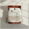 Valerio Duo-Panel Luxe King Size Bed in Rust colour Velvet with Oak wood Frame