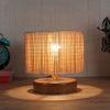 George Beige Bamboo Shade Table Lamp with Natural Wooden Base