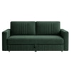 Alfon 3 Seater Velvet Pull Out Sofa Cum Bed with Storage In Green