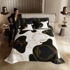 Stoa Paris Super King 5PC Satin Bedding Set  5PC Deep Black-Ivory White Gold