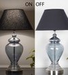 Syracuse Blue Glass Table Lamp With Black Cotton Shade