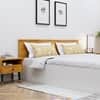 Hexa Engineered Wood Modern Queen Bed With Headboard With Storage In Frosty White And Giant Wood